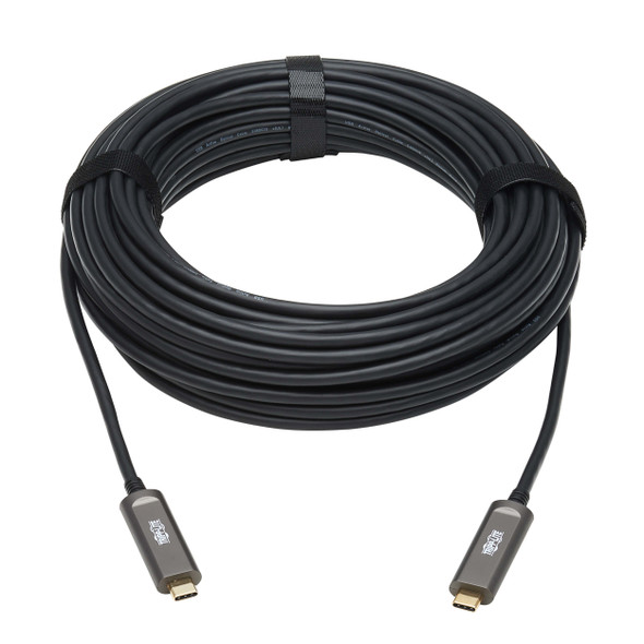 Tripp Lite U420F-10M-D3 USB-C AOC Cable (M/M) - USB 3.2 Gen 2 (10 Gbps) Plenum-Rated Fiber Active Optical Cable - Data Only, Black, 10 m (33 ft.) 037332275110