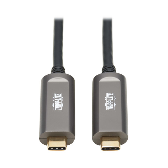 Tripp Lite U420F-15M-D3 USB-C AOC Cable (M/M) - USB 3.2 Gen 2 (10 Gbps) Plenum-Rated Fiber Active Optical Cable - Data Only, Black, 15 m (49 ft.) 037332275127