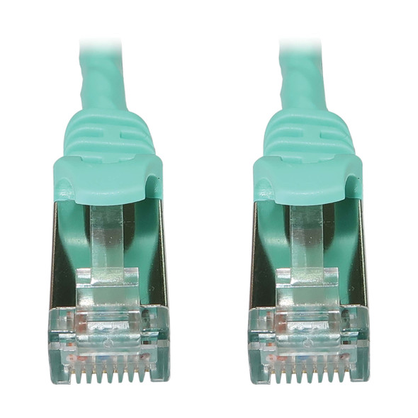 Tripp Lite N262-S03-AQ Cat6a 10G Snagless Shielded Slim STP Ethernet Cable (RJ45 M/M), PoE, Aqua, 3 ft. (0.9 m) 037332275882