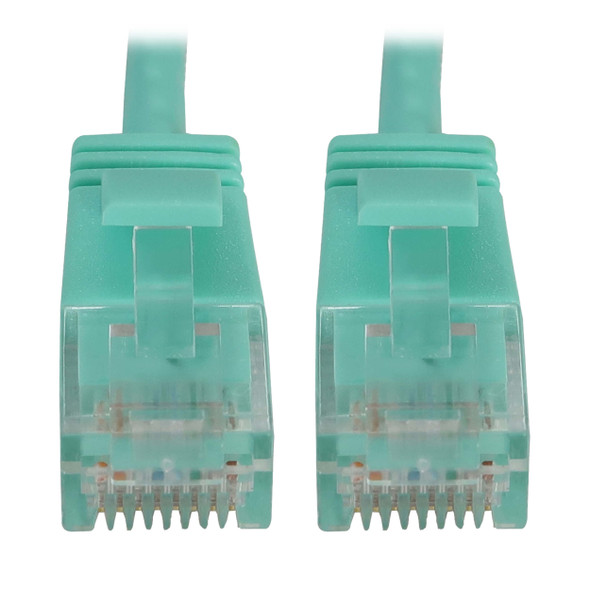 Tripp Lite N261-S01-AQ Cat6a 10G Snagless Molded Slim UTP Ethernet Cable (RJ45 M/M), PoE, Aqua, 1 ft. (0.3 m) 037332276261