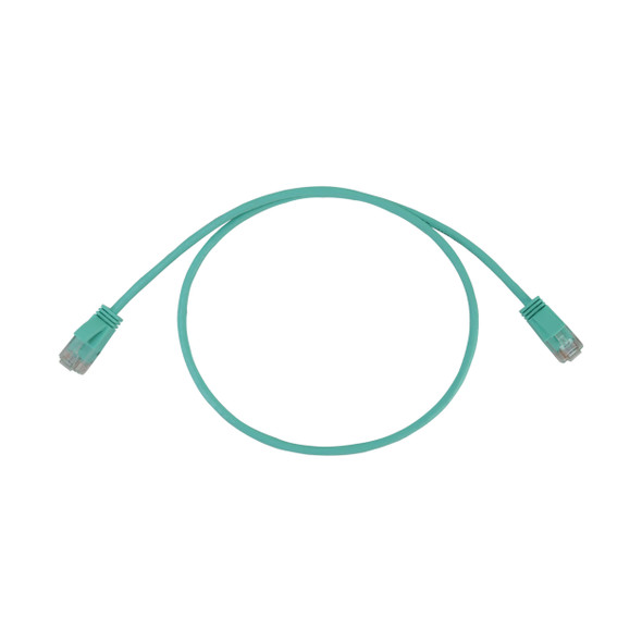 Tripp Lite N261-S02-AQ Cat6a 10G Snagless Molded Slim UTP Ethernet Cable (RJ45 M/M), PoE, Aqua, 2 ft. (0.6 m) 037332276292