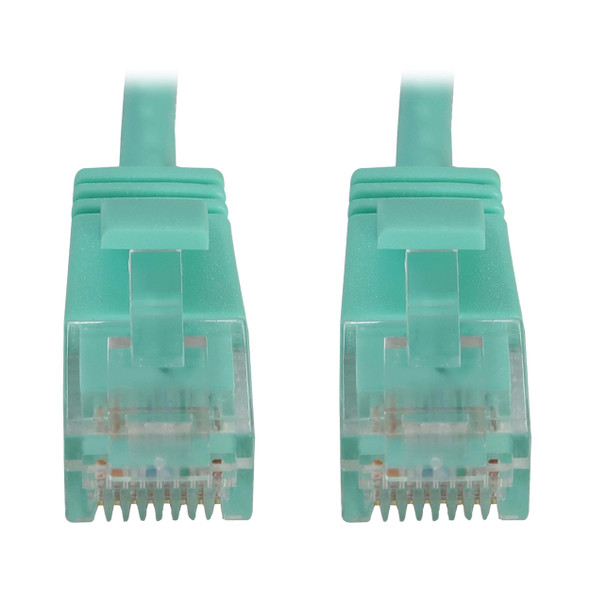 Tripp Lite N261-S15-AQ Cat6a 10G Snagless Molded Slim UTP Ethernet Cable (RJ45 M/M), PoE, Aqua, 15 ft. (4.6 m) 037332276490