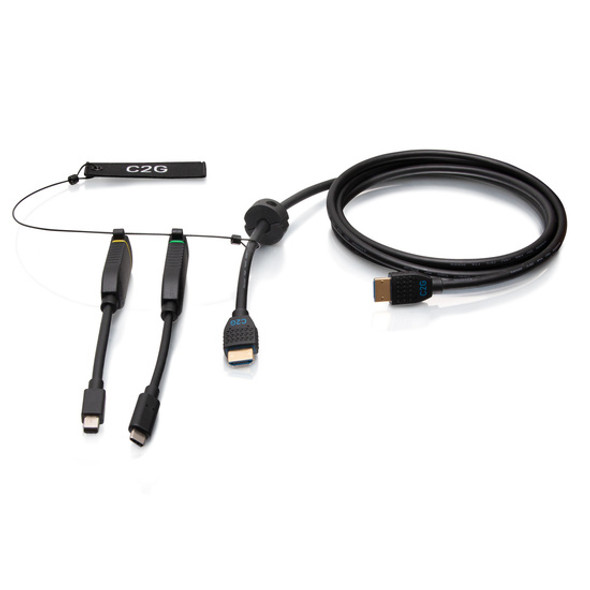 C2G 15ft (4.5m) 4K HDMI® Premium Cable and Dongle Adapter Ring with Color Coded Mini DisplayPort™ and USB-C® 757120300571 C2G30057