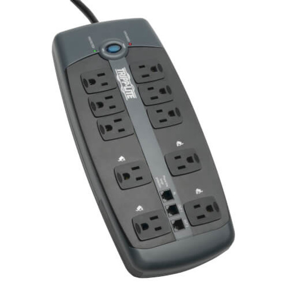 Tripp Lite Protect It! 10-Outlet Surge Protector, 8-ft, Cord, 2395 Joules, Tel/Modem Protection 47595