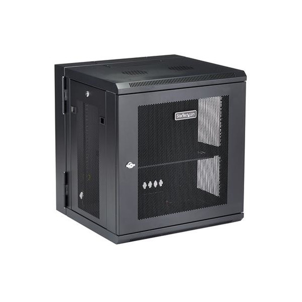 StarTech.com 12U 19" Wall Mount Network Cabinet - 16" Deep Hinged Locking IT Network Switch Depth Enclosure - Vented Computer Equipment Data Rack w/Shelf & Flexible Side Panels - Assembled 47794