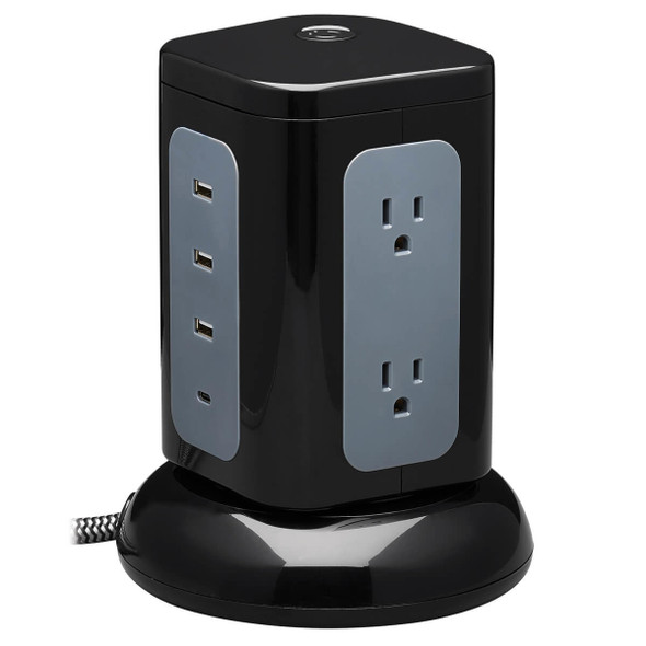 Tripp-Liye UP TLP606UCTOWER 6-Outlet Surge Protector Tower 3xUSB-A 1xUSB-C BLK