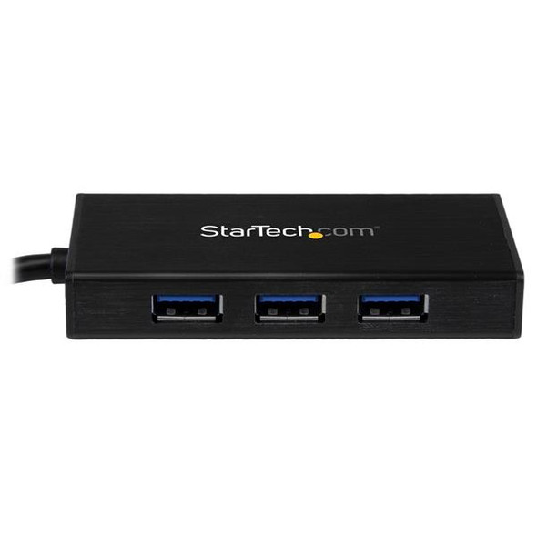 StarTech.com 3-Port Portable USB 3.0 Hub plus Gigabit Ethernet - Aluminum with Built-in Cable 48277