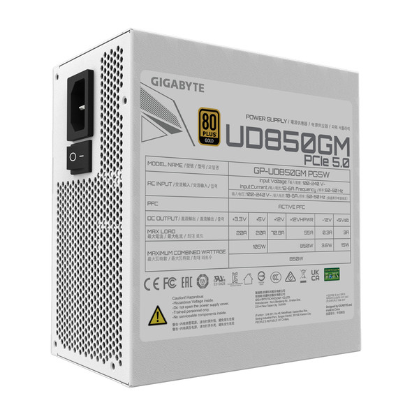 Gigabyte PS GP-UD850GM PG5W 850W ATX 12V v3.0 80+ Gold APFC white Retail