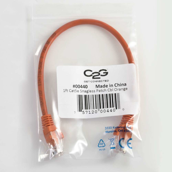 C2G 6" Cat5e networking cable Orange 0.15 m U/UTP (UTP) 757120009375