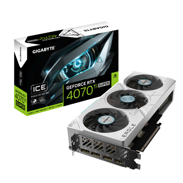 Gigabyte GeForce RTX 4070 Ti SUPER EAGLE OC ICE 16G Graphics Card - 16GB GDDR6X, 256bit, PCI-E 4.0, 2640MHz Core Clock, 3 x DisplayPort 1.4a, 1 x HDMI 2.1a, NVIDIA DLSS 3, GV-N407TSEAGLEOC ICE-16GD 889523042373