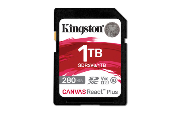 Kingston Technology 1TB Canvas React Plus SDXC UHS-II 280R/150W U3 V60 for Full HD/4K 740617340556