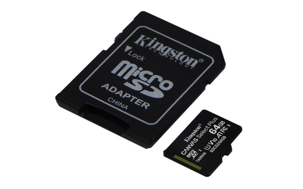Kingston Technology 64GB micSDXC Canvas Select Plus 100R A1 C10 Three Pack + Single ADP 740617299007