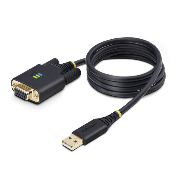 StarTech.com 3ft (1m) USB to Null Modem Serial Adapter Cable, Interchangeable DB9 Screws/Nuts, COM Retention, USB-A to RS232, FTDI, Level-4 ESD Protection, Windows/macOS/ChromeOS/Linux - Rugged TPE Construction 065030900362