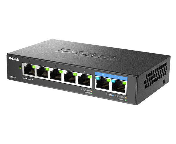 D-Link DMS-107/B - 7-Port Multi-Gigabit Unmanaged Switch