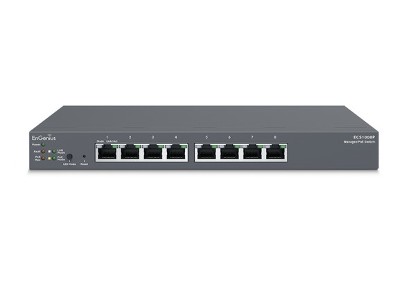 EnGenius SWT ECS1008P 8PT Cloud Managed Desktop Gigabit L2 PoE Switch 55W