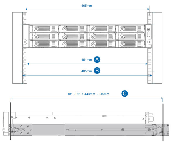 QNAP Accessory RAIL-B02 Rail Kit for 2U TS-1270U Rackmount Models Retail