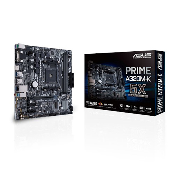 Asus MB PRIME A320M-K AMD Ryzen AM4 A320 32GB DDR4 HDMI DVI USB3.1 uATX Retail