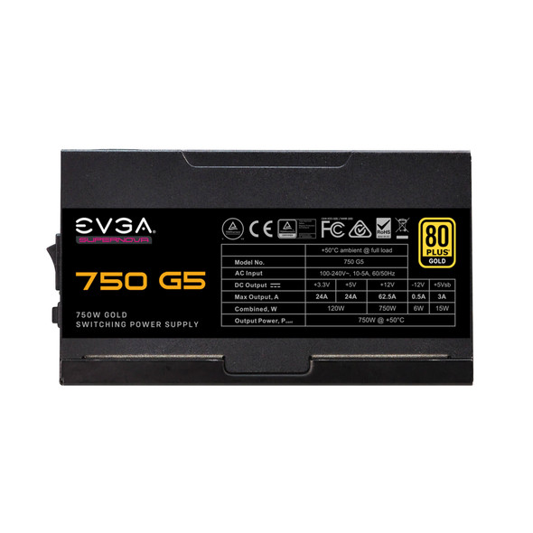 EVGA PS 220-G5-0750-X1 750 G5 750W 80+GOLD Fully Modular FDB Fan Retail