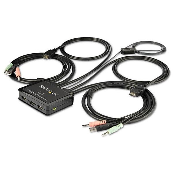 StarTech.com 2-Port HDMI KVM Switch with Built-In Cables - USB 4K 60Hz 93438