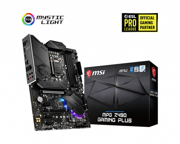 MSI MPG Z490 GAMING PLUS Motherboard 'ATX, LGA1200, DDR4, LAN, USB 3.2 Gen2, Type C, M.2, DisplayPort, HDMI, Pre-installed I/O Shield, RGB Mystic Light, Gen 4 Ready, 10th Gen Intel Core' Z490GAPLUS 824142212486