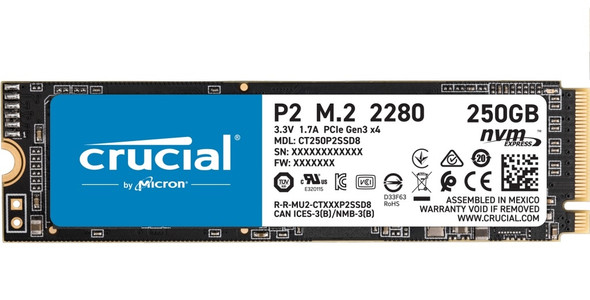Crucial SSD CT250P2SSD8 P2 250GB 3D NAND NVMe PCIe× Gen3x4 M.2 SSD Retail