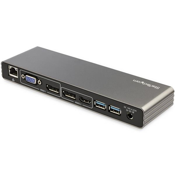 StarTech.com Thunderbolt 3 Dock - Dual 4K 60Hz Monitor TB3 Laptop Docking Station with DisplayPort, HDMI & 1080p VGA - 85W Power Delivery & Charging - 2x USB-A, Ethernet - Mac & Windows 98859