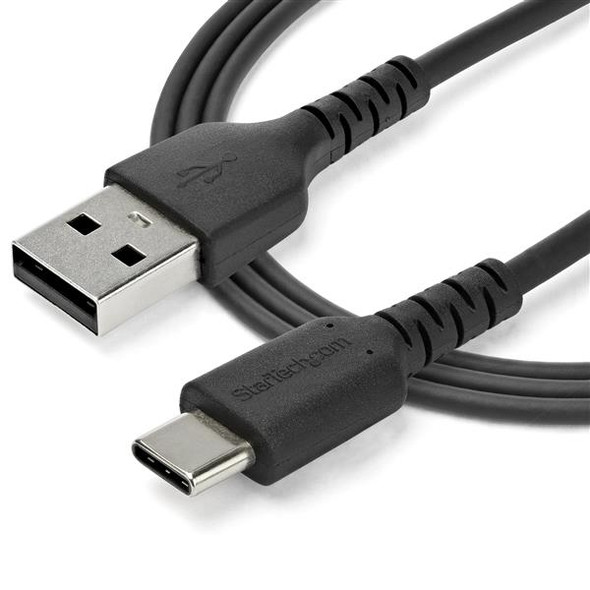 StarTech.com 2m USB A to USB C Charging Cable - Durable Fast Charge & Sync USB 2.0 to USB Type C Data Cord - Rugged TPE Jacket Aramid Fiber M/M 60W Black - Samsung S10, iPad Pro, Pixel 98902