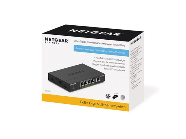 Netgear GS305PP Gigabit Ethernet (10/100/1000) Power over Ethernet (PoE) Black 101040