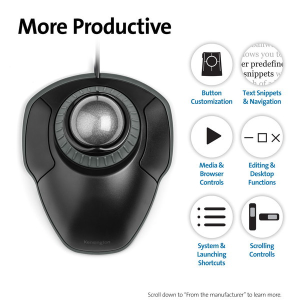 Kensington Orbit mouse Ambidextrous USB Type-A Trackball 101879