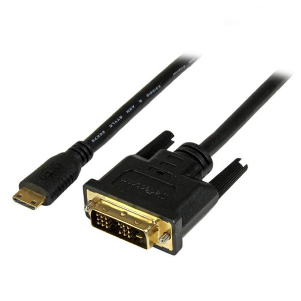 StarTech Cable HDCDVIMM1M 1m Mini HDMI to DVI-D Cable M M Black Retail