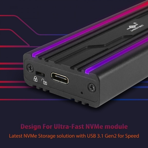 Vantec RD NST-207C3-RGB M.2 NVMe SSD To USB3.1 Gen2 Type C RGB Enclosure RTL