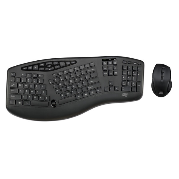 Adesso TruForm Media 1600 - Wireless Ergonomic Keyboard and Optical Mouse 105101