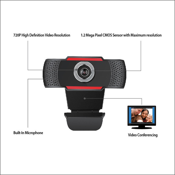 Adesso CyberTrack H3 webcam 1.3 MP 1280 x 720 pixels USB 2.0 Black, Red 105159