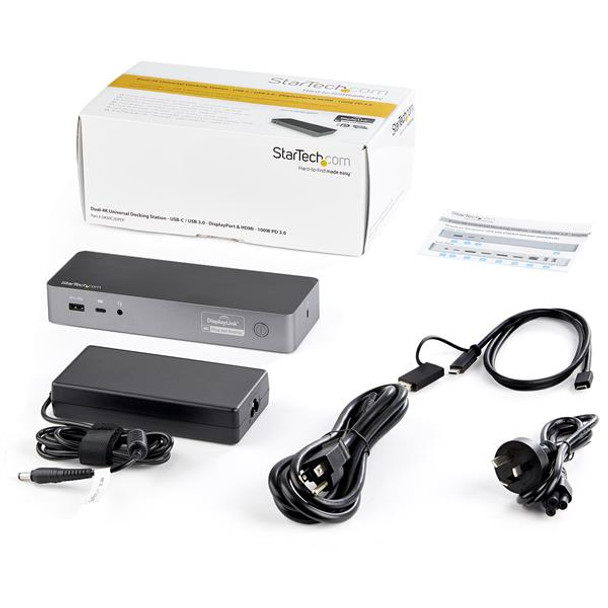 StarTech.com USB-C & USB-A Dock - Hybrid Universal Laptop Docking Station with 100W Power Delivery - Dual Monitor 4K 60Hz HDMI & DisplayPort - 4x USB 3.1 Gen 1 Hub, GbE - Windows & Mac 105478