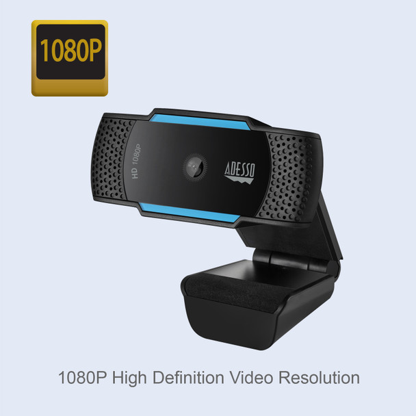 Adesso CyberTrack H5 webcam 2.1 MP 1920 x 1080 pixels USB 2.0 Black, Blue 105531