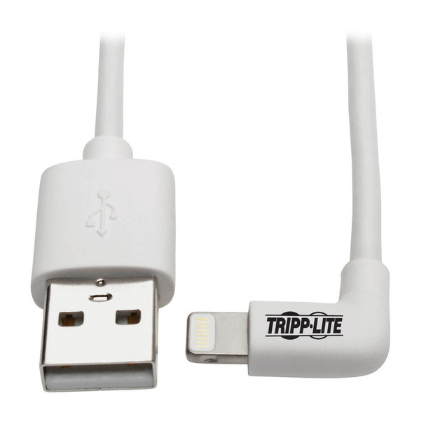 Tripp Lite Right-Angle Lightning Cable, USB Type-A to Lightning, 0.91 m Cord, Reversible Lightning Plug 105681