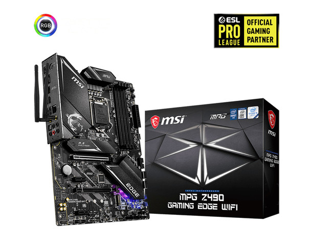 MSI MPG Z490 GAMING EDGE WIFI Motherboard 'ATX, LGA1200, DDR4, LAN, 802.11ax WiFi 6 + Bluetooth 5.1, USB 3.2, Lightning USB, Type C, M.2, RGB, DisplayPort, HDMI, Gen 4 Ready, 10th Gen Intel Core' 105741