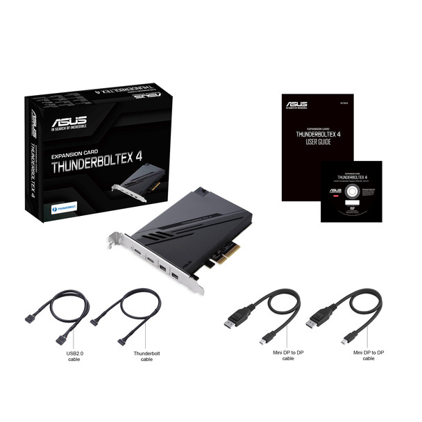 ASUS ThunderboltEX 4 interface cards/adapter Internal Mini DisplayPort, PCIe, Thunderbolt, USB 2.0, USB 3.2 Gen 2 (3.1) THUNDERBOLTEX 4 195553115254
