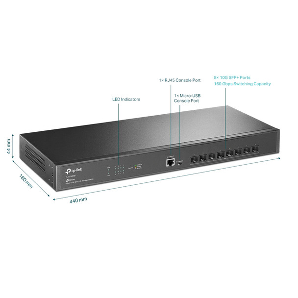 TP-Link Switch TL-SX3008F JetStream 8-Port 10GE SFP+ L2+ Managed Switch Retail
