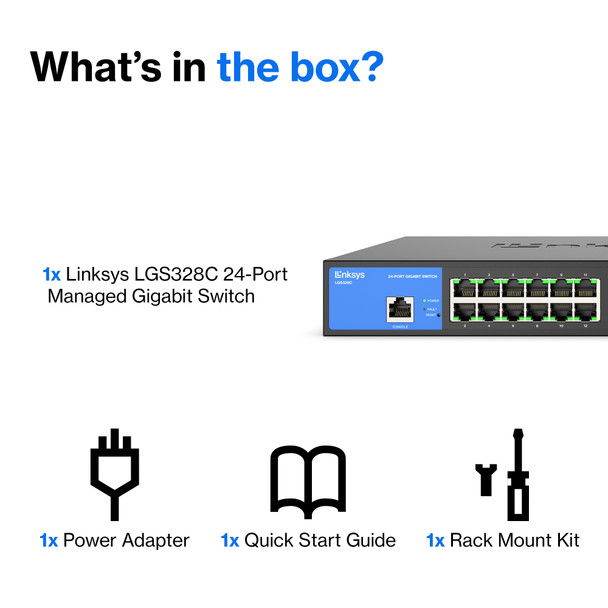 Linksys 24-PORT MANAGED GE SWITCH 4 LGS328C 745883810161 116360