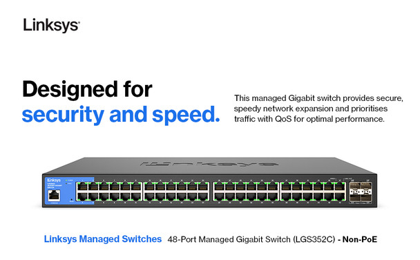 Linksys 48-PORT MANAGED GE SWITCH 4 LGS352C 745883810185 116362