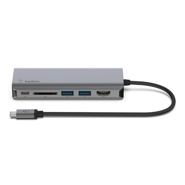 Belkin AVC008BTSGY interface hub USB 3.2 Gen 1 (3.1 Gen 1) Type-C 5000 Mbit/s Black, Grey 116828
