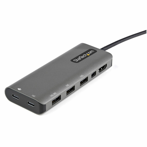 StarTech.com USB C Multiport Adapter - USB-C to HDMI or Mini DisplayPort 4K 60Hz, 100W Power Delivery Pass-Through, 4-Port 10Gbps USB Hub - USB Type-C Mini Dock - w/ 12" Attached Cable DKT31CMDPHPD