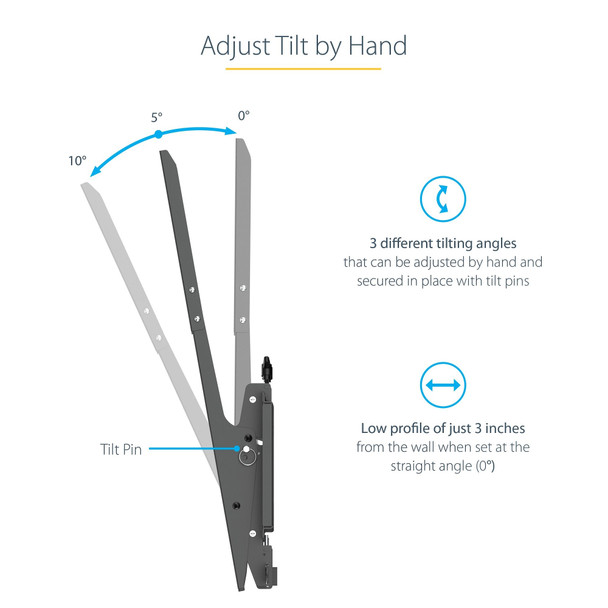 StarTech.com Portrait/Vertical TV Wall Mount - Heavy Duty TV Wall Mount - 40-55" VESA Display (110lb/50kg)- Tilting Low Profile Television Digital Signage Mount with Lockable Security Bar FPWTLTPORT