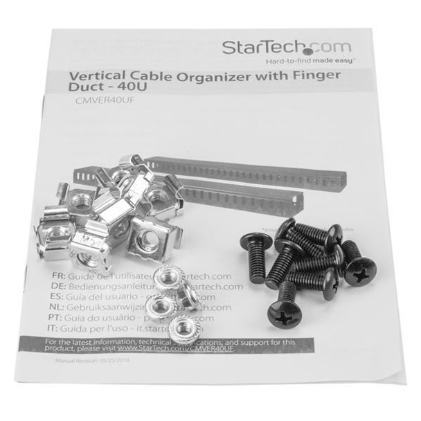 StarTech.com Vertical Cable Organizer with Finger Ducts - 0U - 6 ft. CMVER40UF