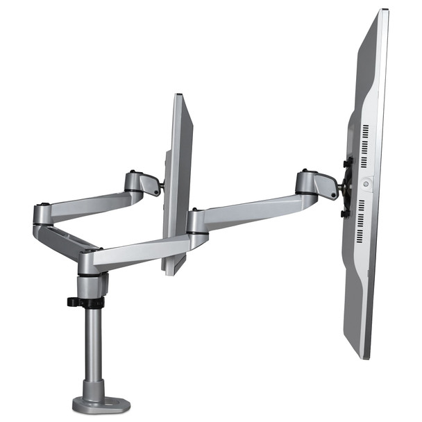 StarTech.com Desk Mount Dual Monitor Arm – Premium Articulating Multi-Monitor Desktop VESA Mount up to 27” Displays – Adjustable Height/Rotating/Swivel/Tilt - Desk Clamp/Grommet - Silver ARMDUALPS