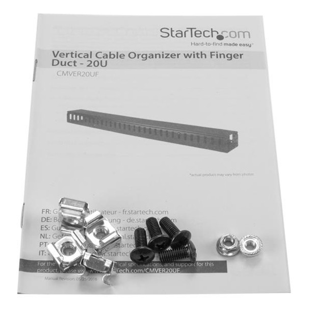 Startech.Com Vertical Cable Organizer With Finger Ducts - 0U - 3 Ft. Cmver20Uf