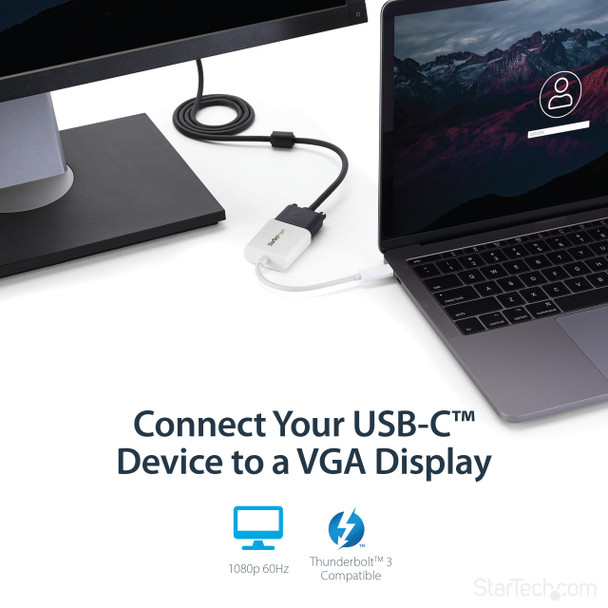 StarTech.com USB-C to VGA Adapter - White CDP2VGAW