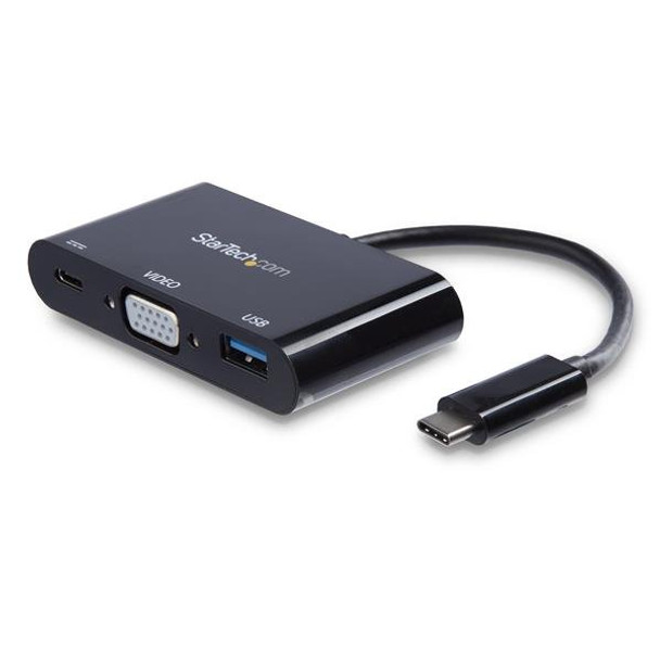 Startech.Com Usb-C To Vga Multifunction Adapter With Power Delivery And Usb-A Port Cdp2Vgauacp