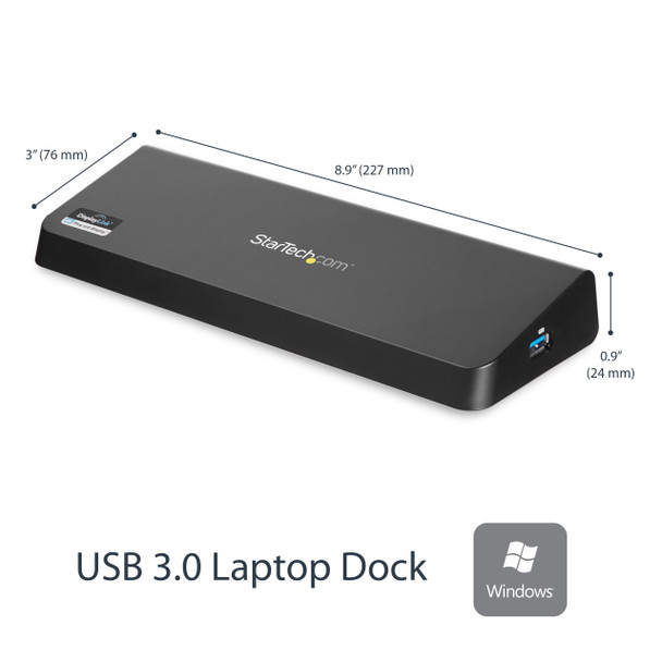 StarTech.com USB 3.0 Docking Station Dual Monitor with HDMI & 4K DisplayPort - USB 3.0 to 4x USB-A, Ethernet, HDMI and DP - USB Type A Universal Laptop Docking Station for Mac & Windows USB3DOCKHDPC